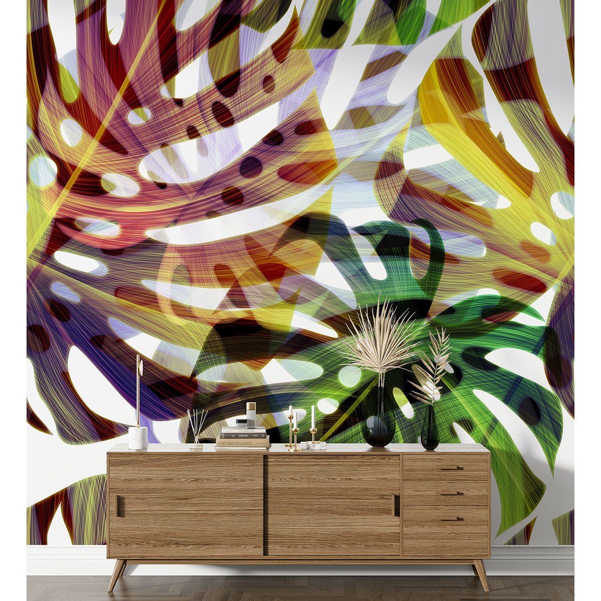 Papier peint panoramique - Feuilles tropicales