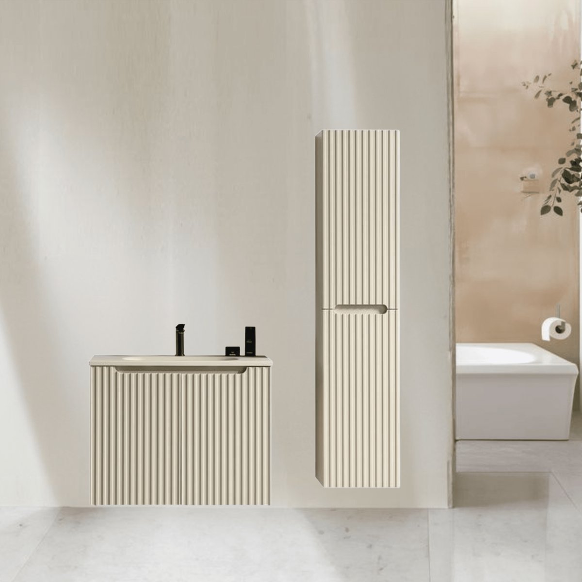Ensemble de salle de bain 80 cm amande Aquavenus