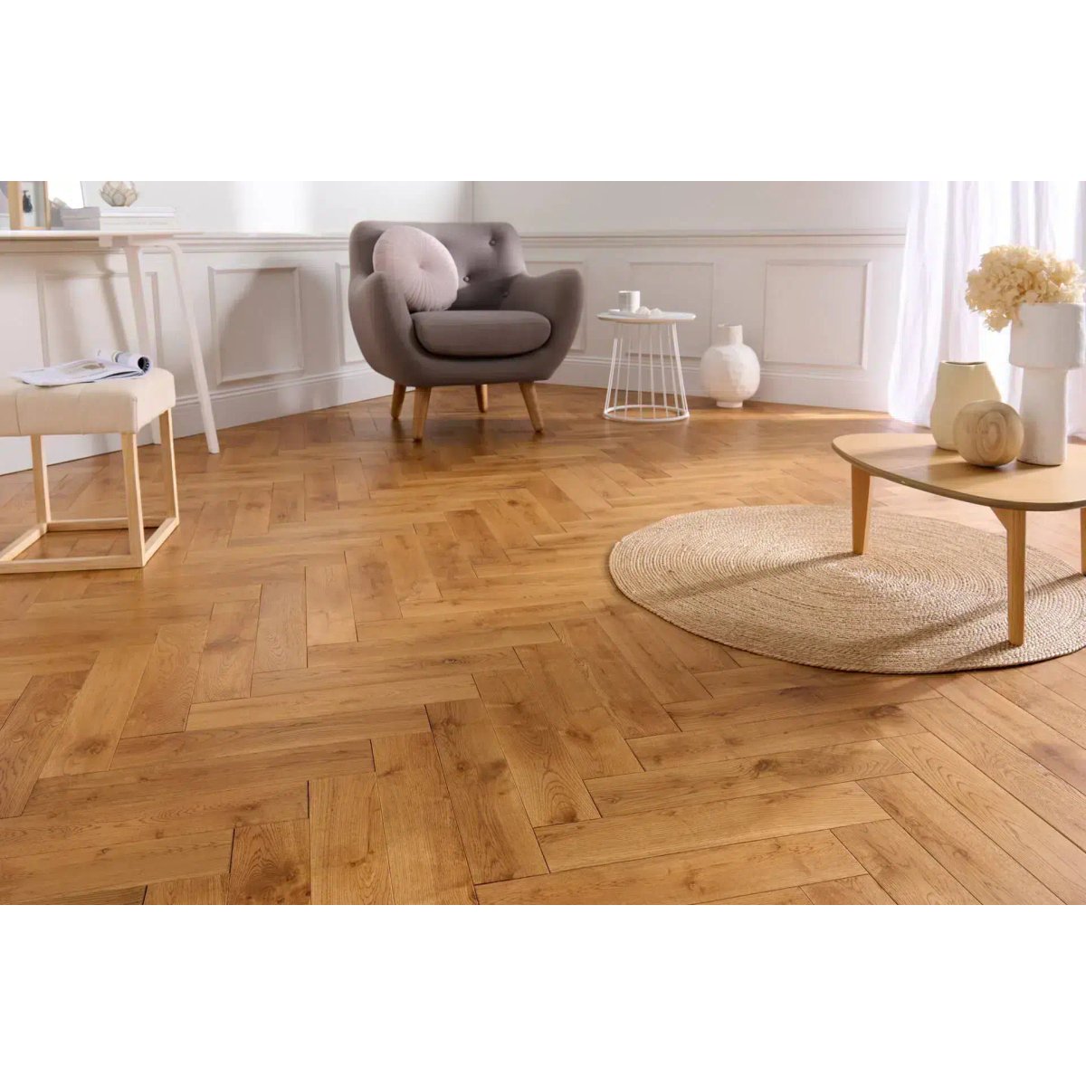 Parquet chêne massif teinté fumé - Larg. 9 cm