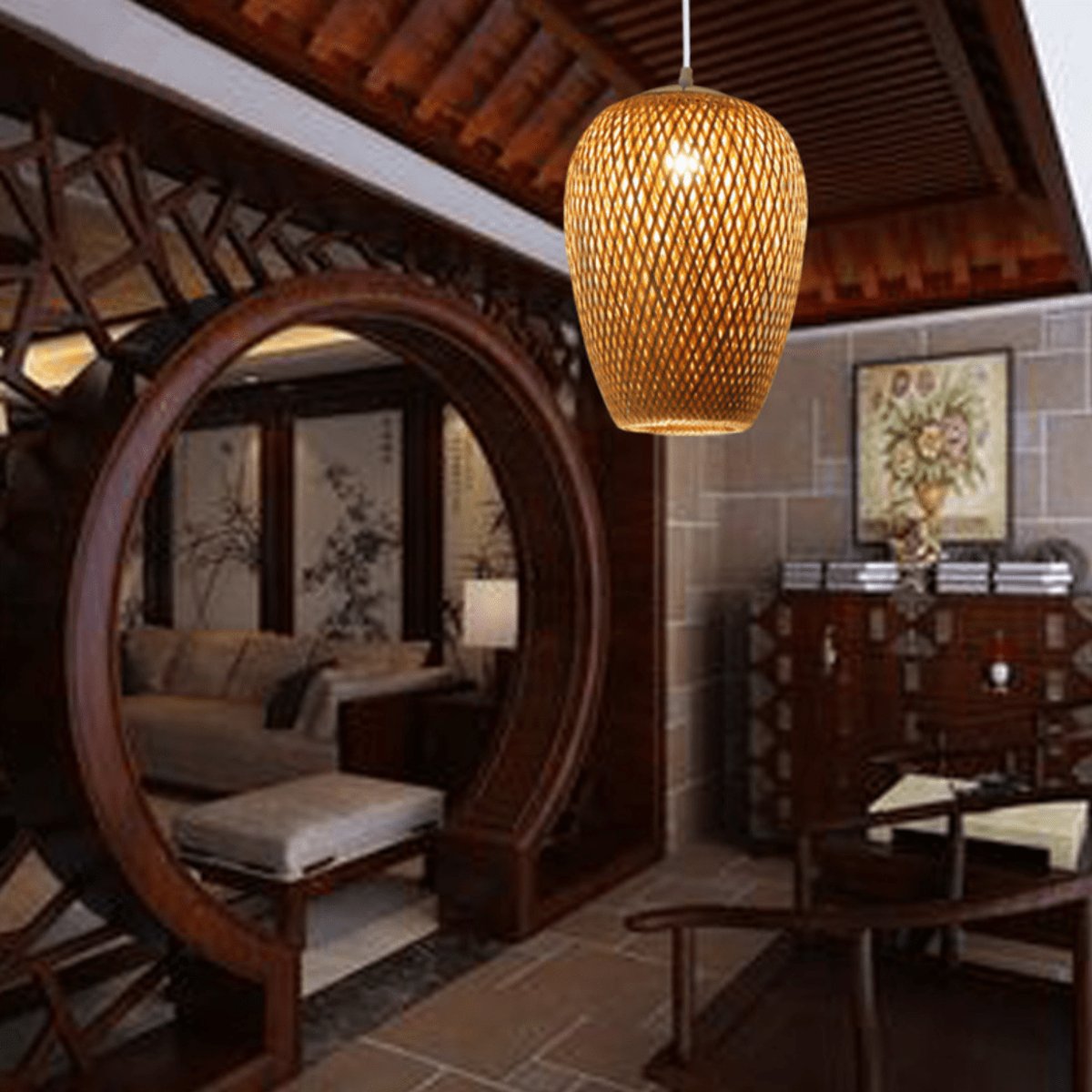 Suspension Lampe Bambou