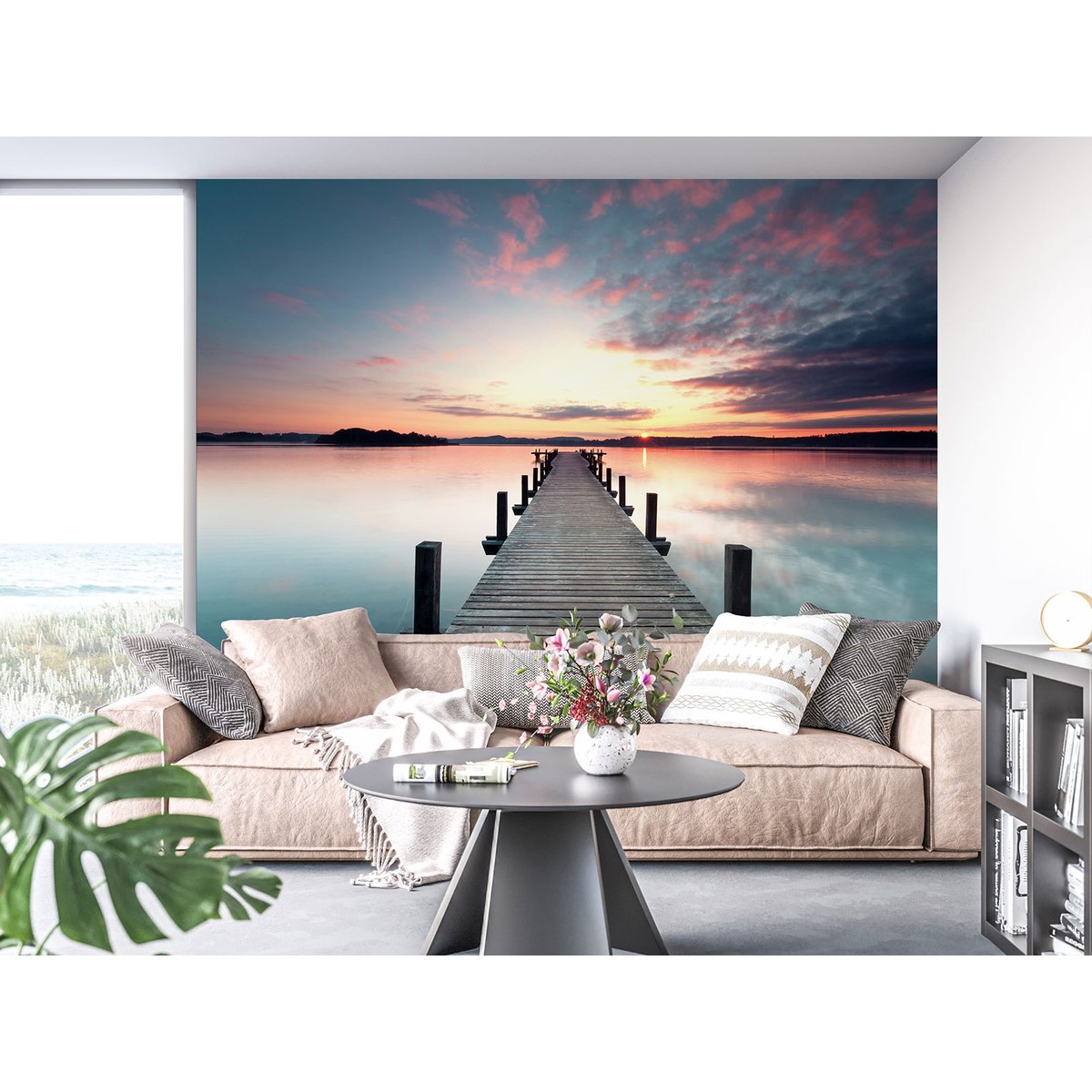 Papier peint panoramique - Ponton Couché de soleil