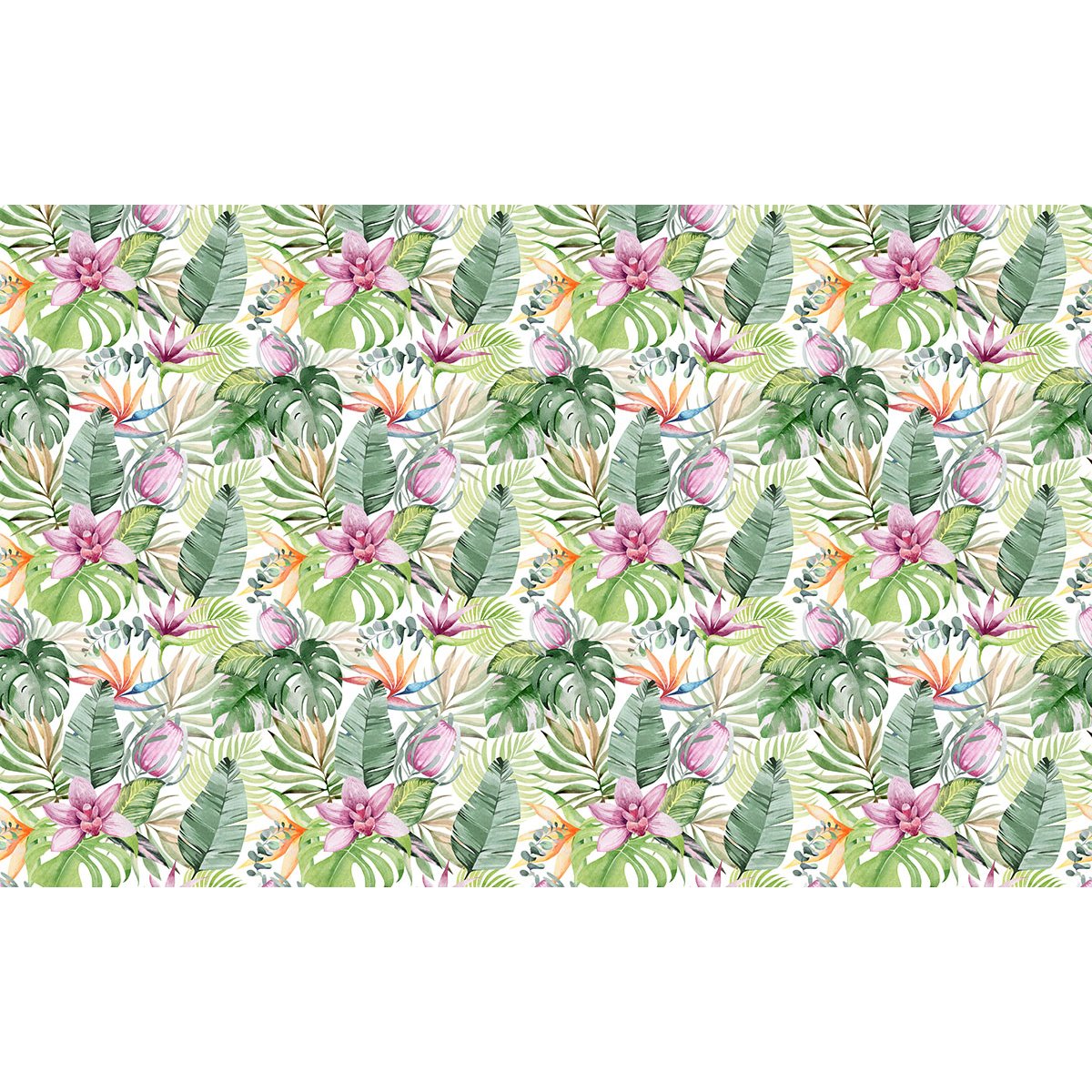 Papier peint panoramique - Motif fleurs Tropicales