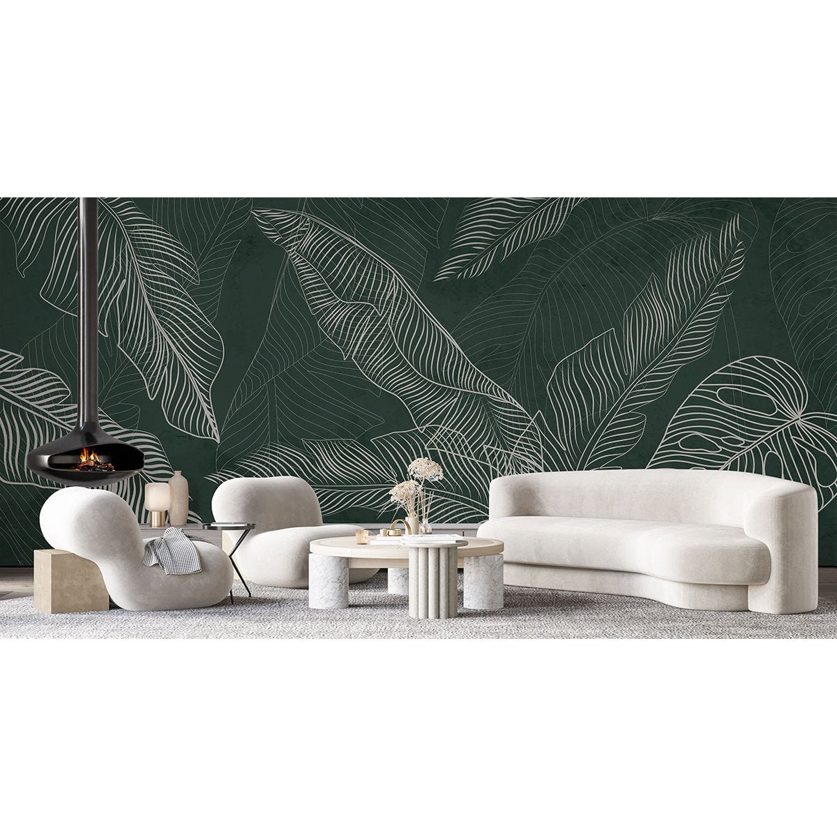 Papier peint panoramique - Feuilles tropicales