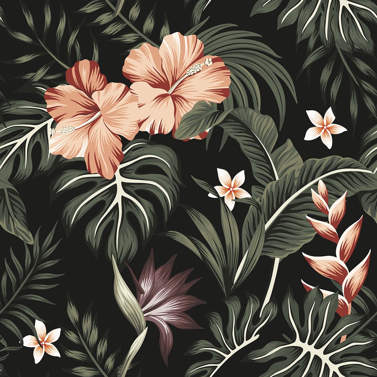 Papier peint panoramique - Fleurs tropicales