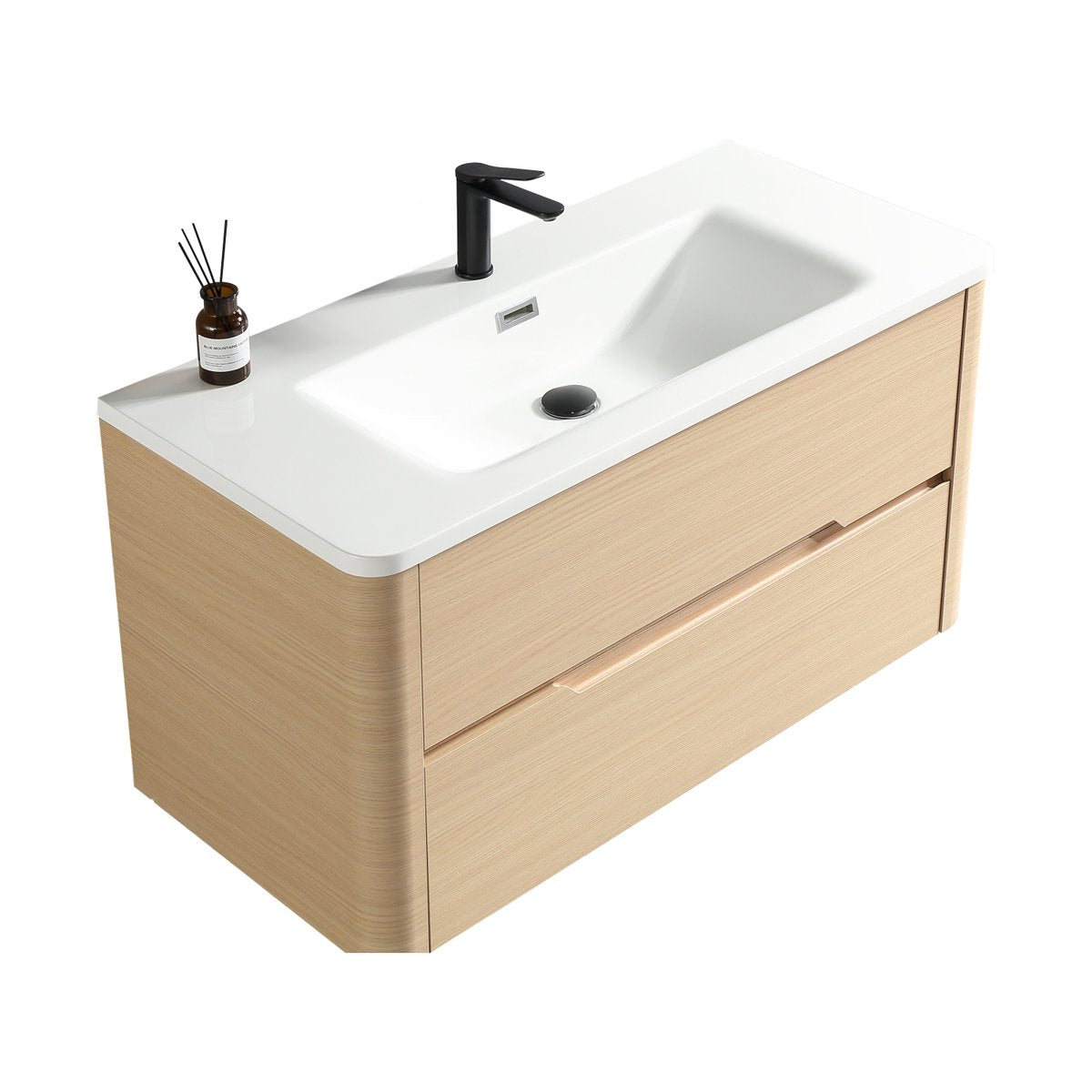 Meuble de salle de bain avec vasque 80 cm effet chêne naturel Aquabale