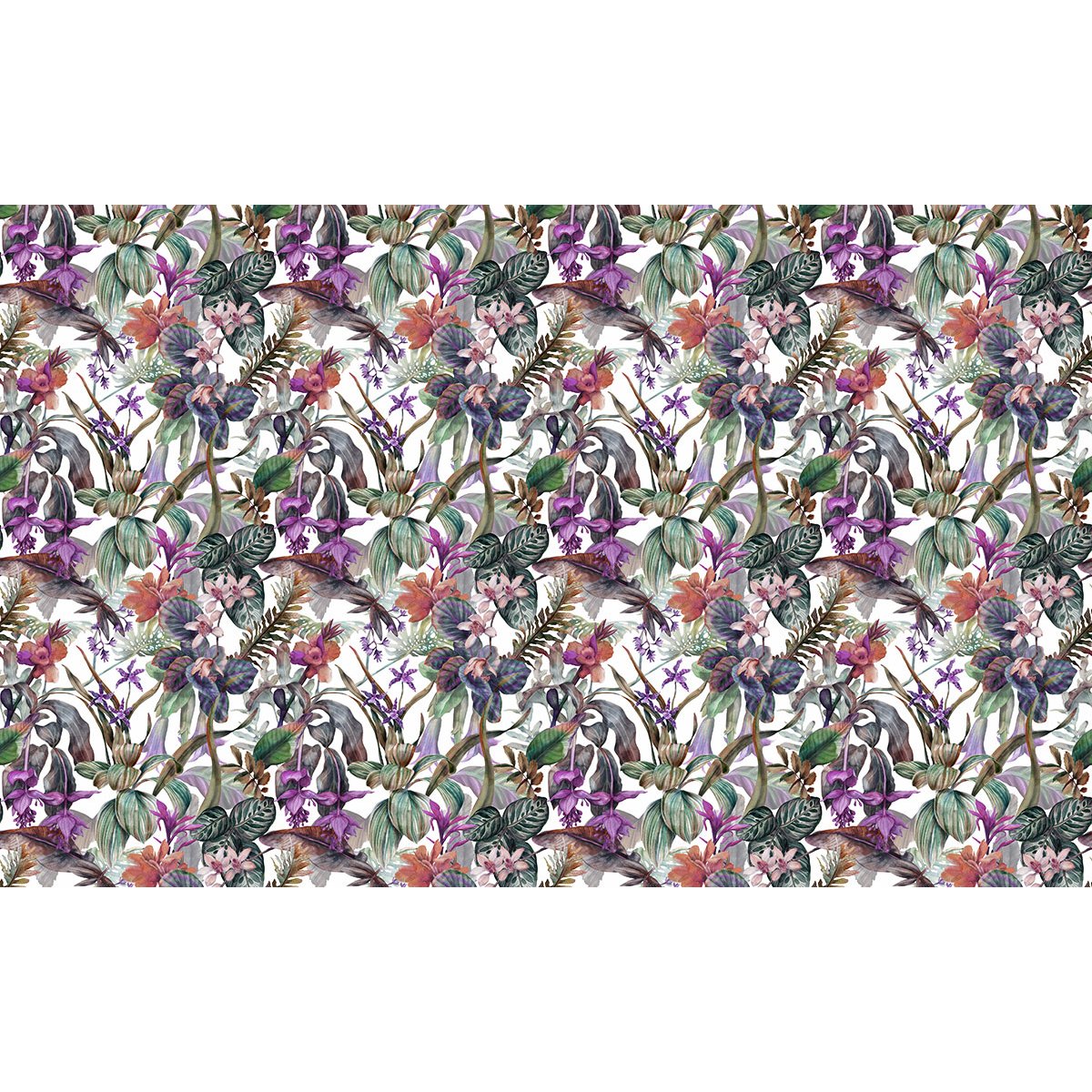 Papier peint panoramique - Motif fleurs Tropicales