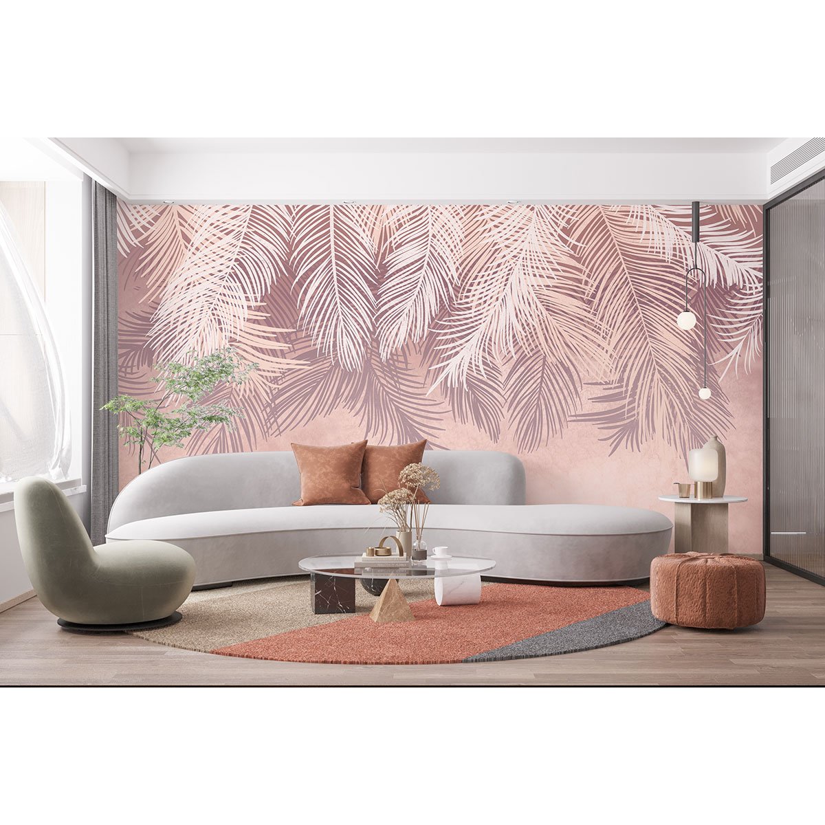 Papier peint panoramique - Feuilles tropicales