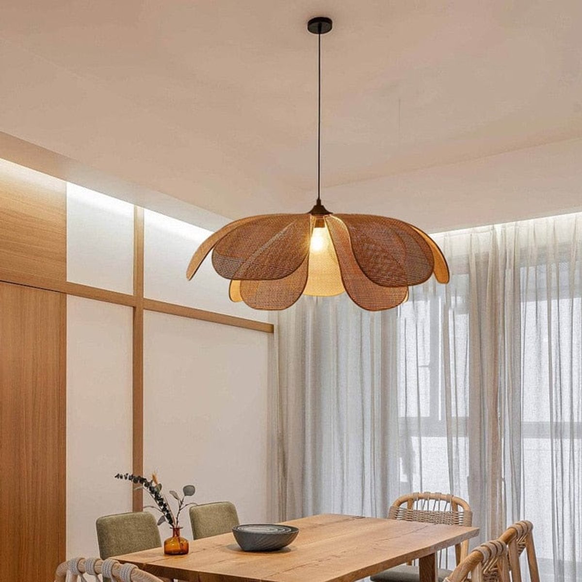 Suspension Rotin Fleur