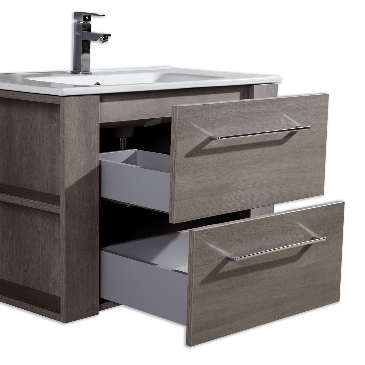 Ensemble meuble salle de bain 80 cm chêne brun Aquanoma