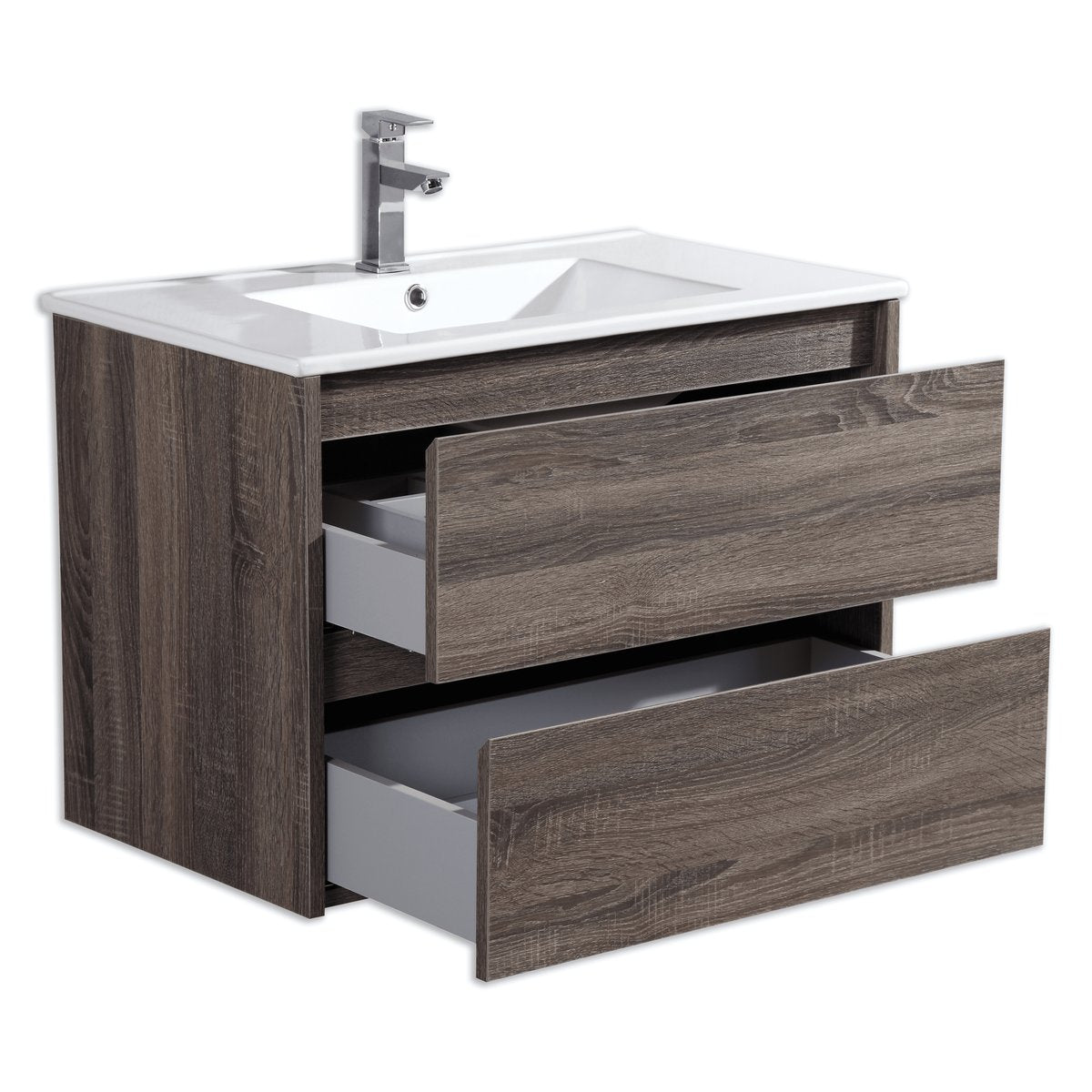 Ensemble salle de bain 100 cm chêne californien brun Aquadoli