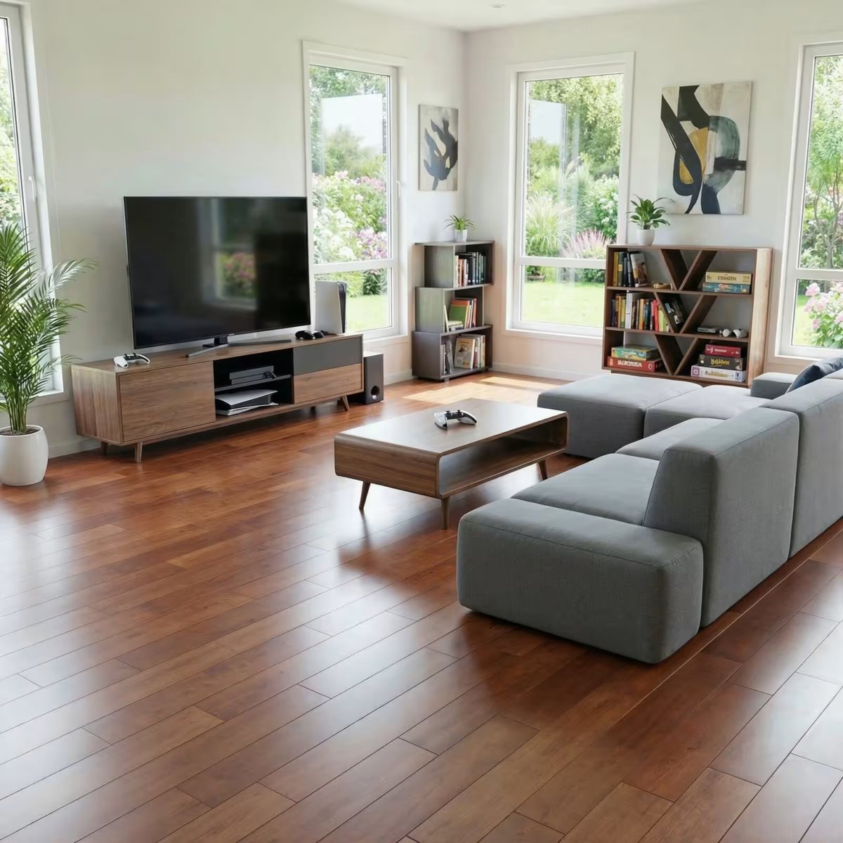 Parquet massif merbau verni - Larg. 9 cm