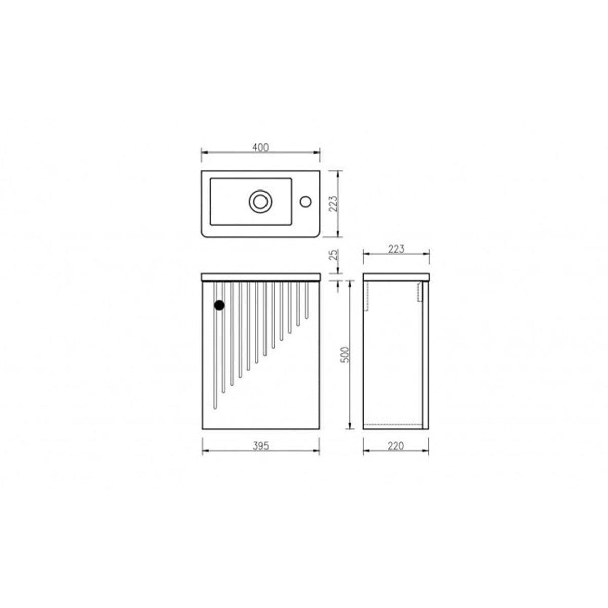 Lave main 40 cm chêne brun vieilli Aqualegno