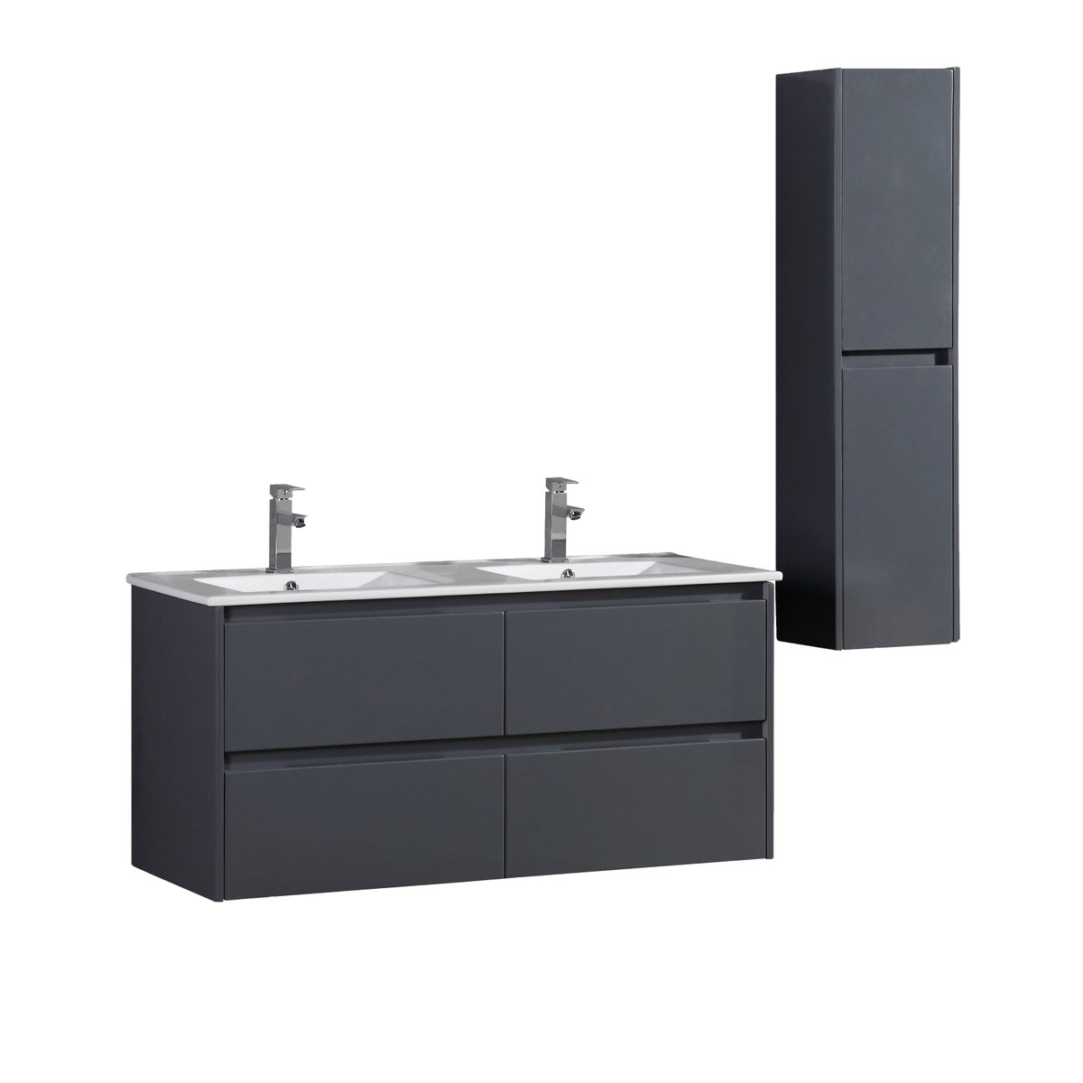 Ensemble salle de bain 120 cm gris laqué Aquadoli