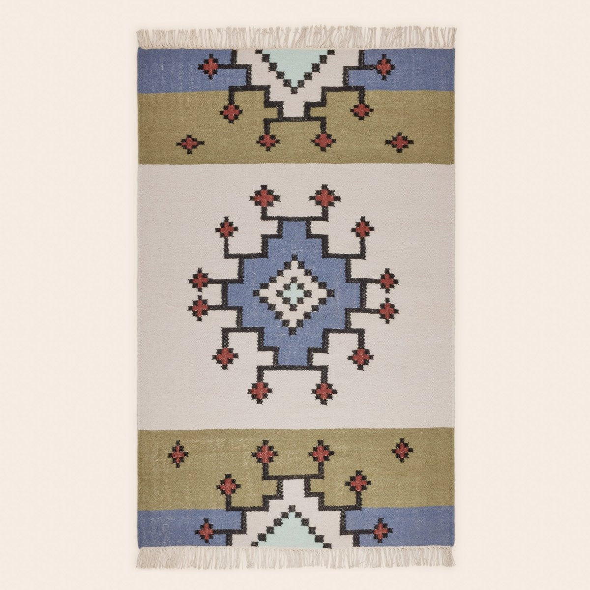 Tapis de sol BOUEKRI naturel et bleu