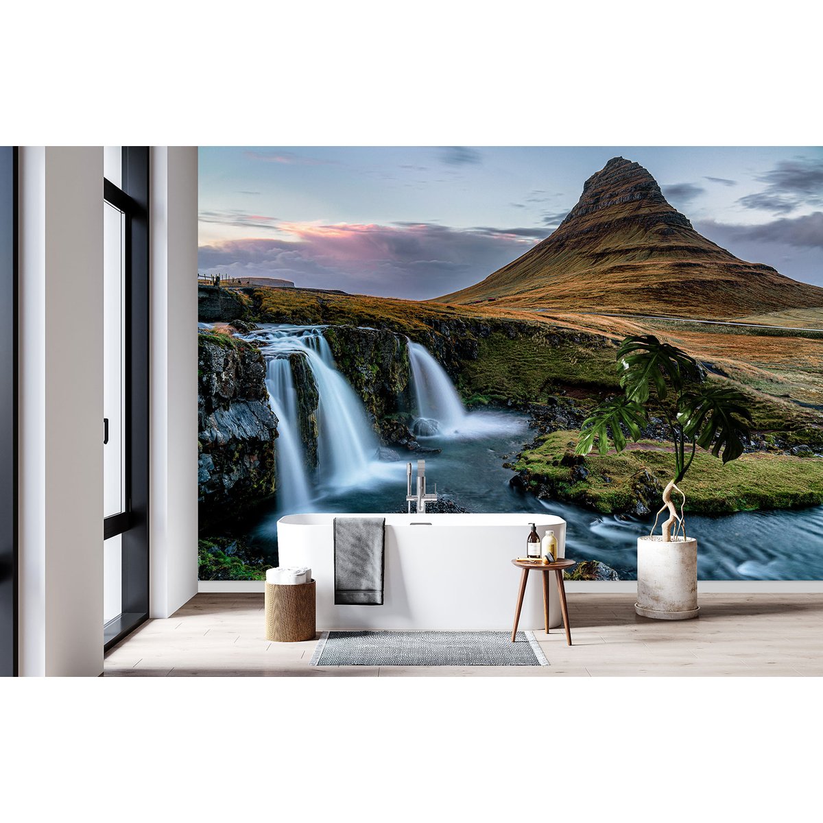 Papier peint panoramique - Cascades Kirkjufell Island