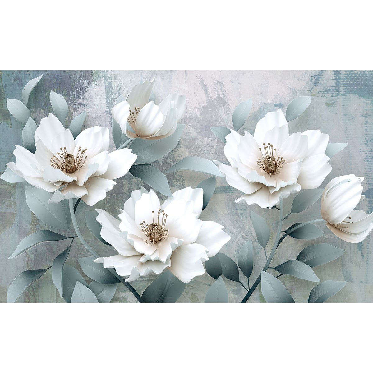 Papier peint panoramique - Fleurs Effet 3D