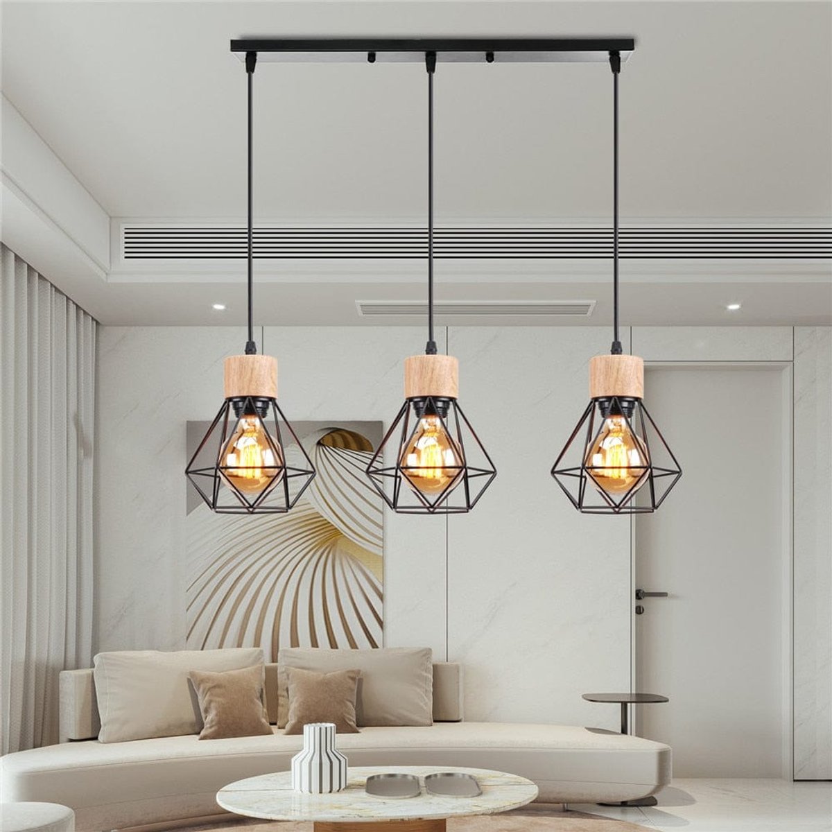 Suspension Industrielle Bois