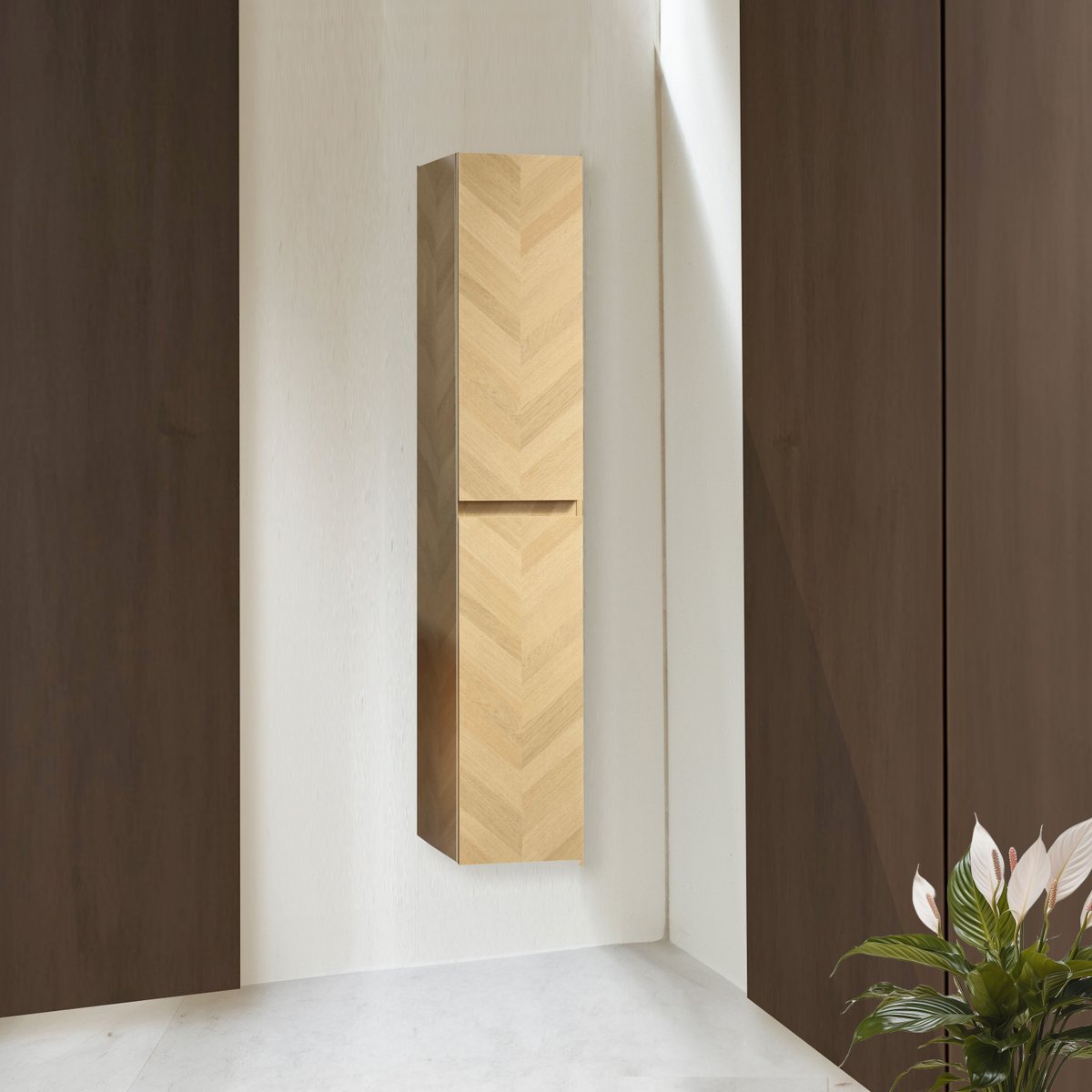 Ensemble salle de bain 100 cm chevron aspect chêne Aquapunto