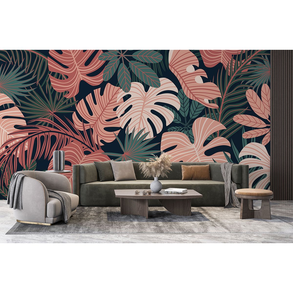 Papier peint panoramique - Feuilles tropicales