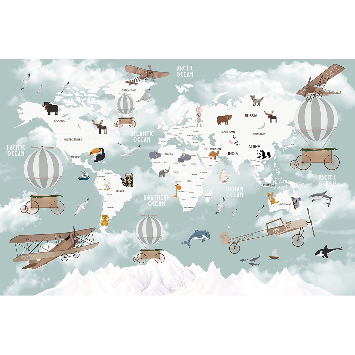 Papier peint panoramique Enfants - Carte du Monde