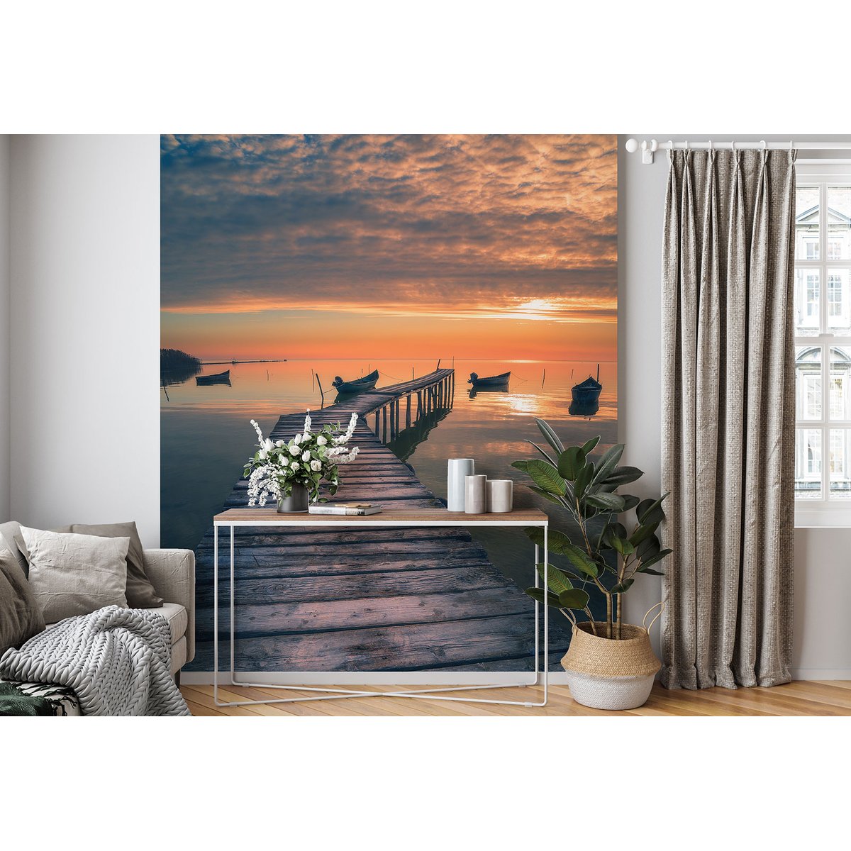 Papier peint panoramique - Ponton Couché de soleil