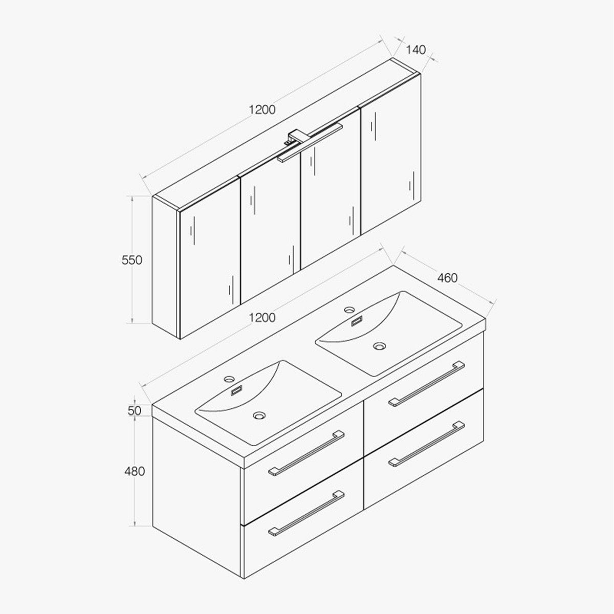 Armoire de toilette avec miroir chêne californien naturel Aquazur