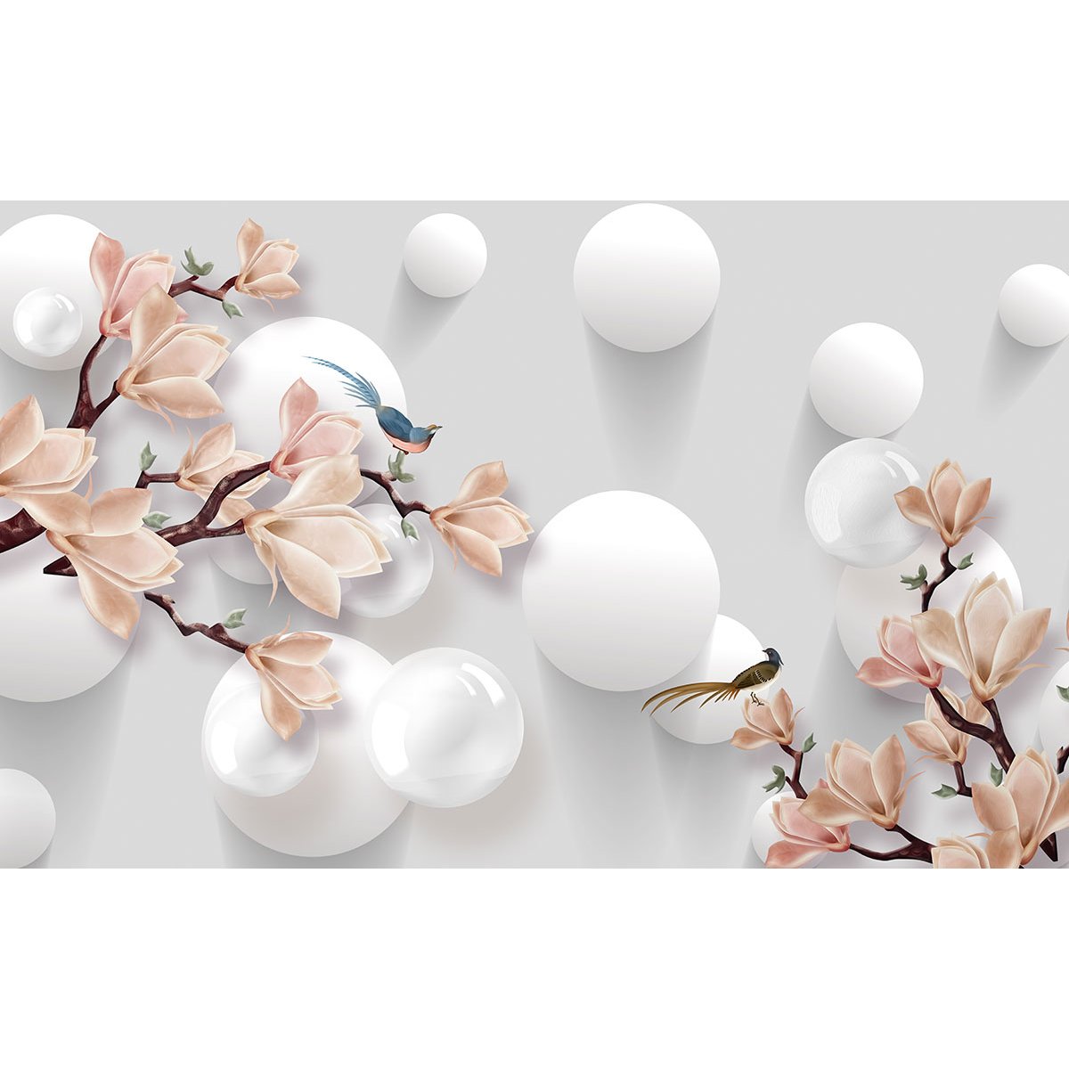 Papier peint panoramique - Magnolias Effet 3D