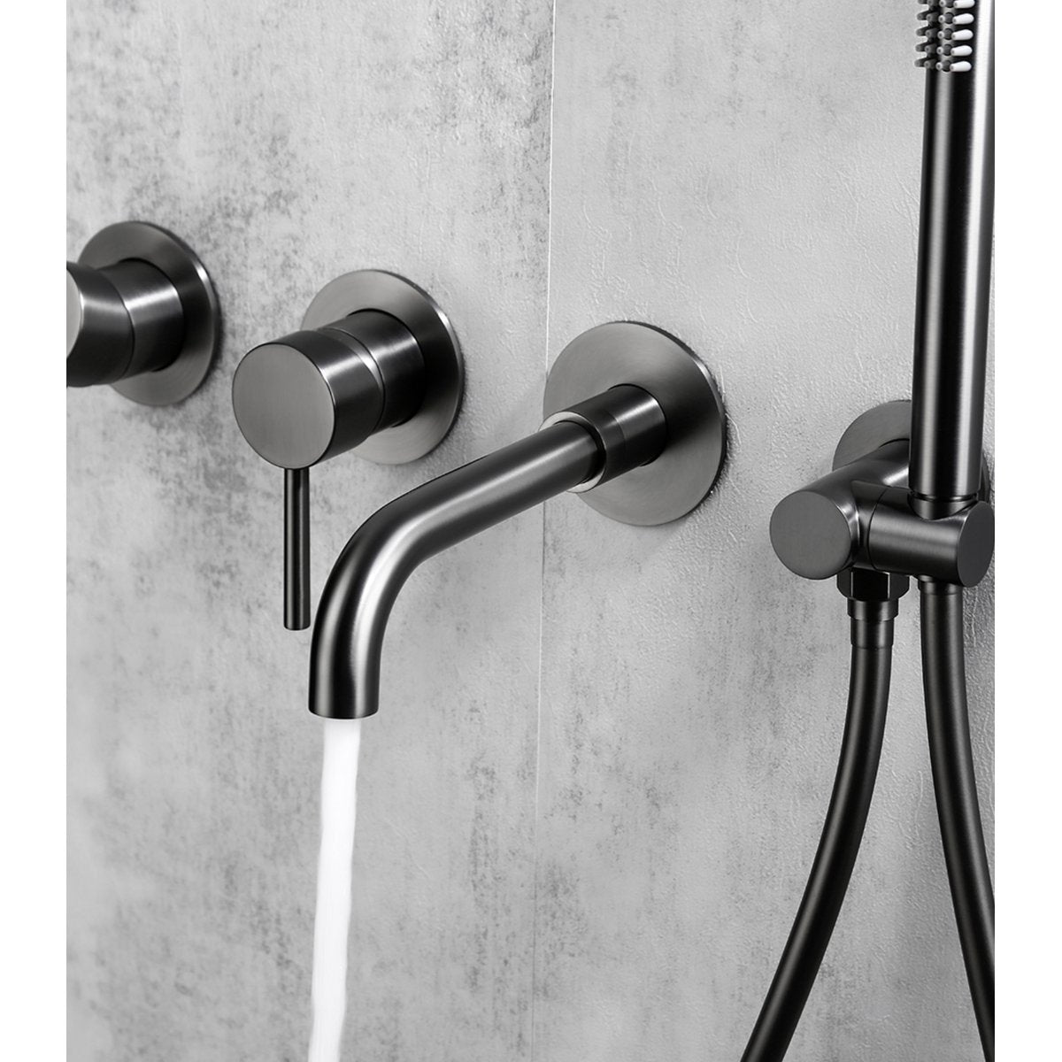 Colonne de douche & bain encastré gris brossé