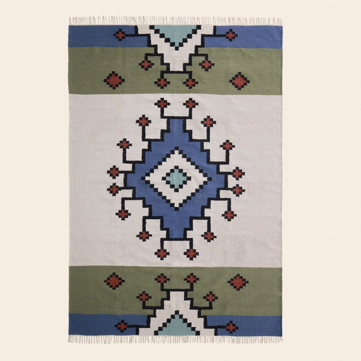 Tapis de sol BOUEKRI naturel et bleu