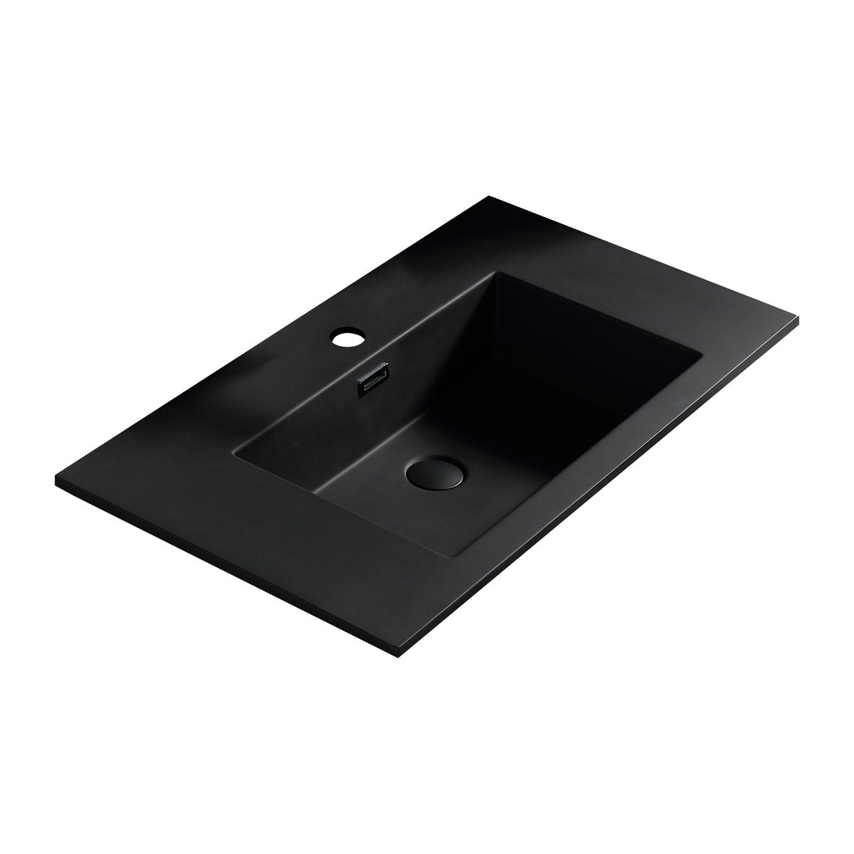 Meuble avec vasque 90 cm noir effet marbre Aquabella