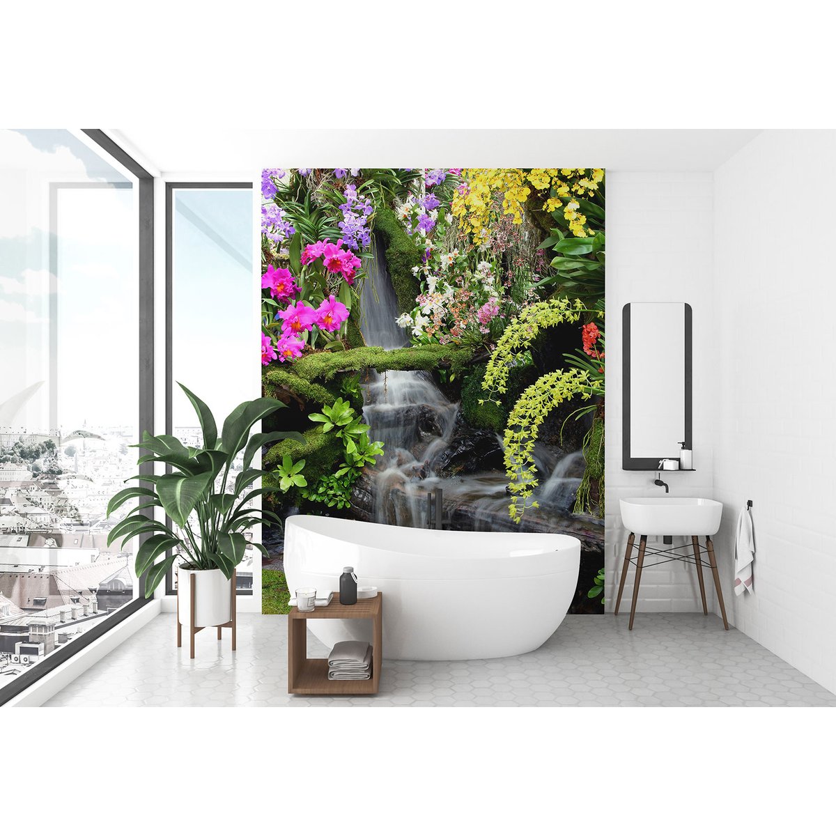 Papier peint panoramique - Cascade Fleurs
