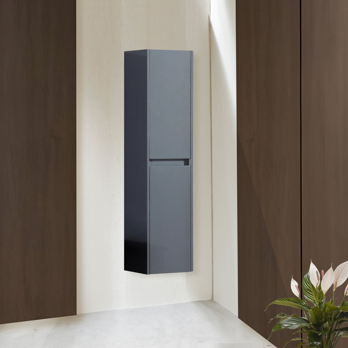 Ensemble salle de bain 100 cm gris laqué Aquadoli