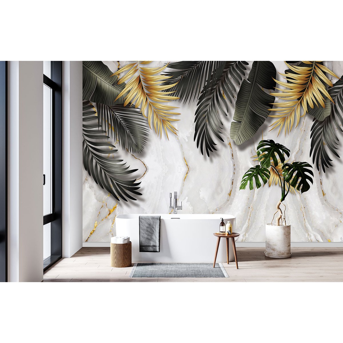 Papier peint panoramique - Feuilles tropicales