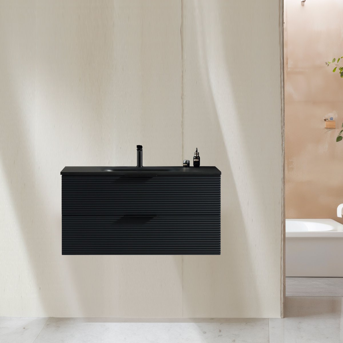 Ensemble salle de bain 120 cm noir Aqualinea