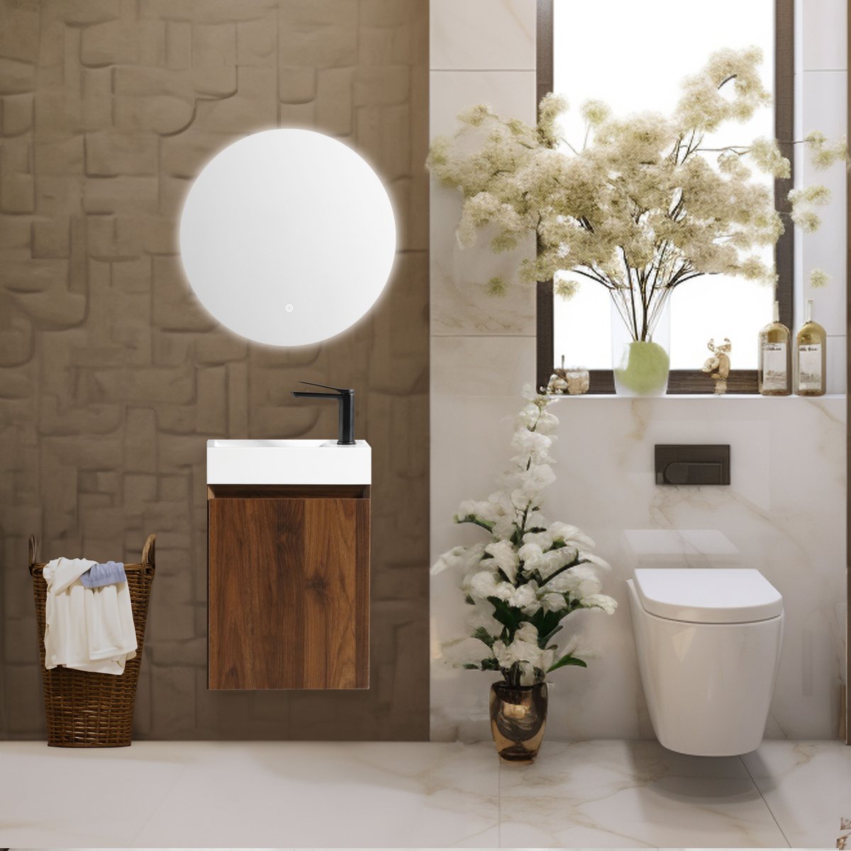 Lave main 40 cm chêne brun vieilli Aquastretto