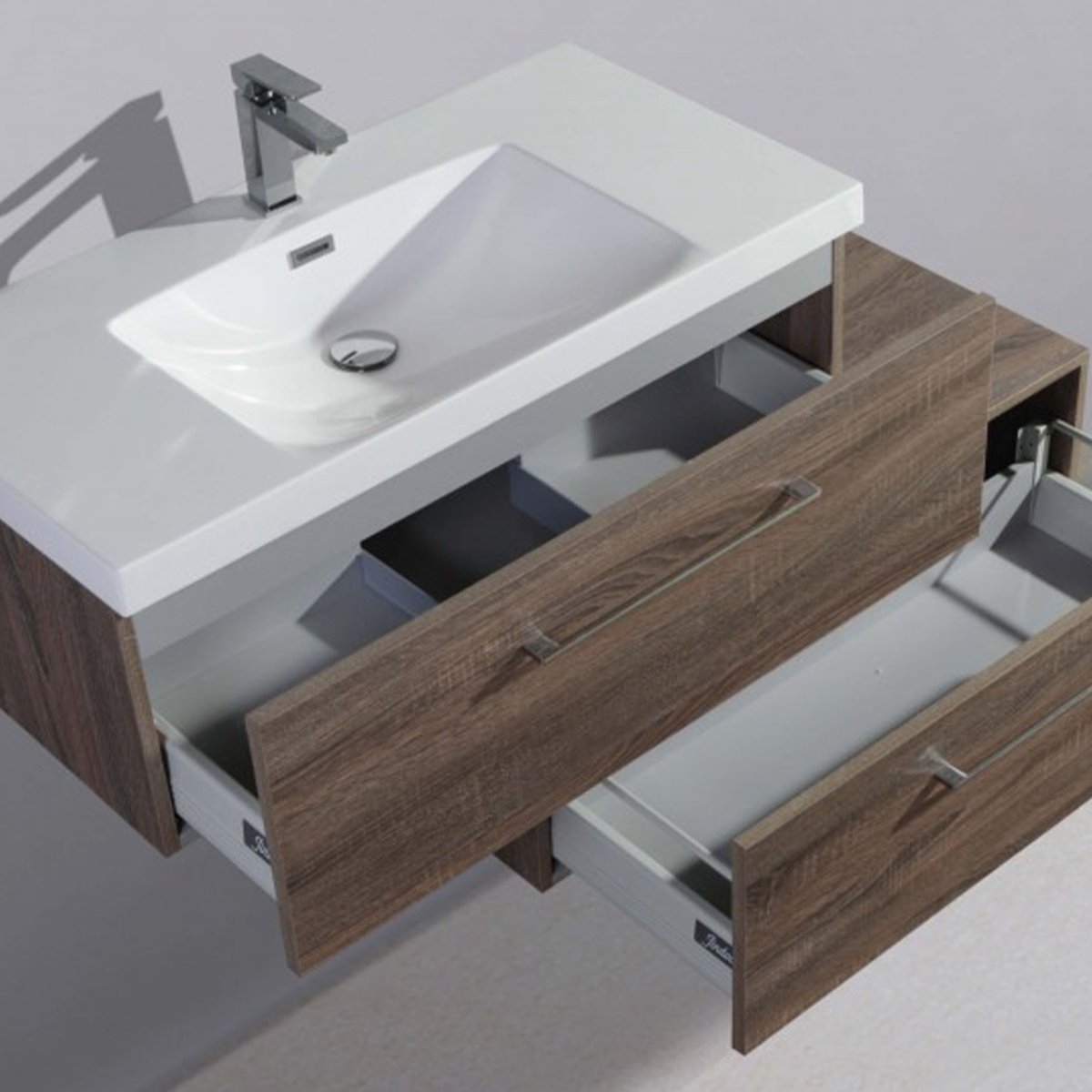 Meuble avec vasque 90 cm chêne californien gris Aquasun