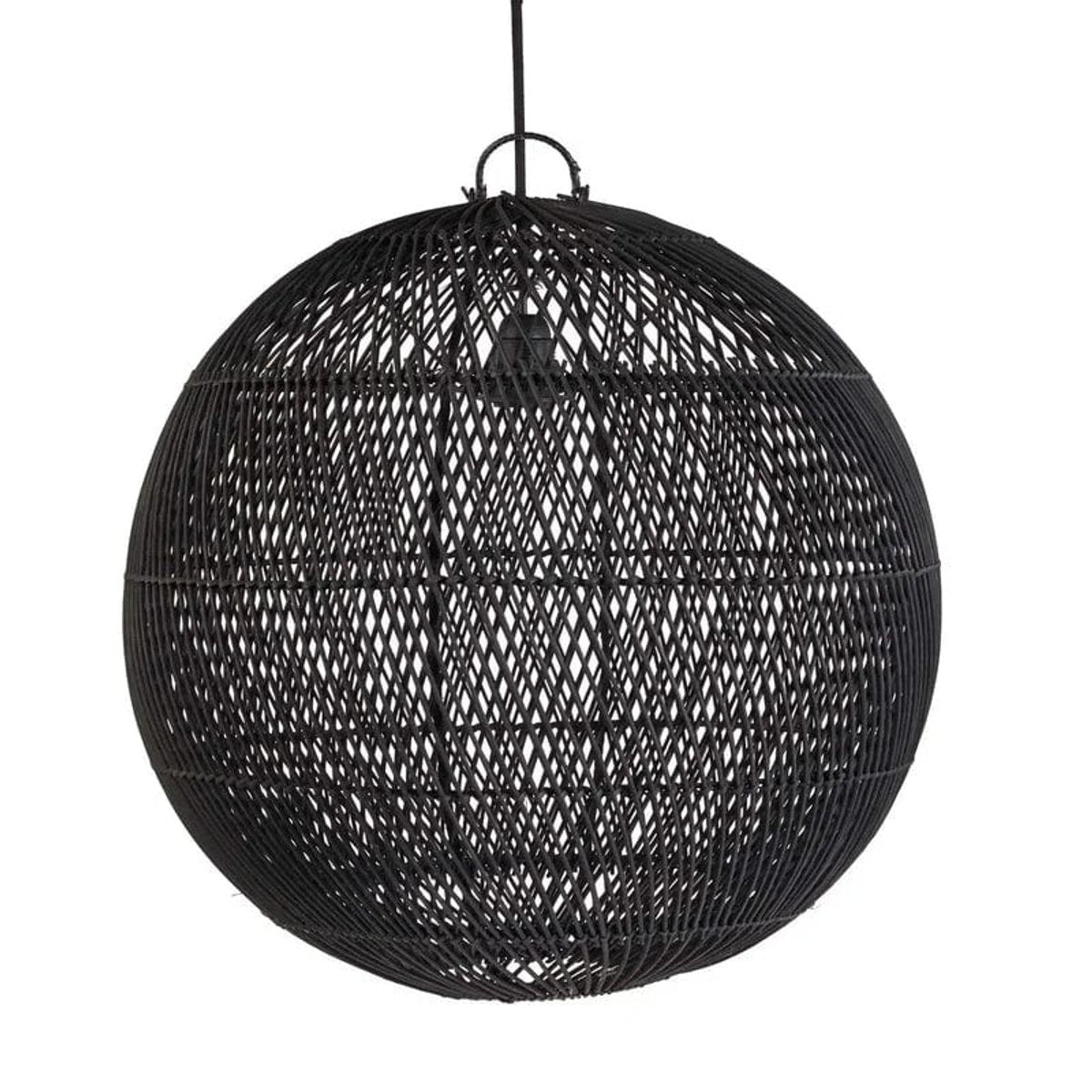 Suspension Boule Rotin Noir