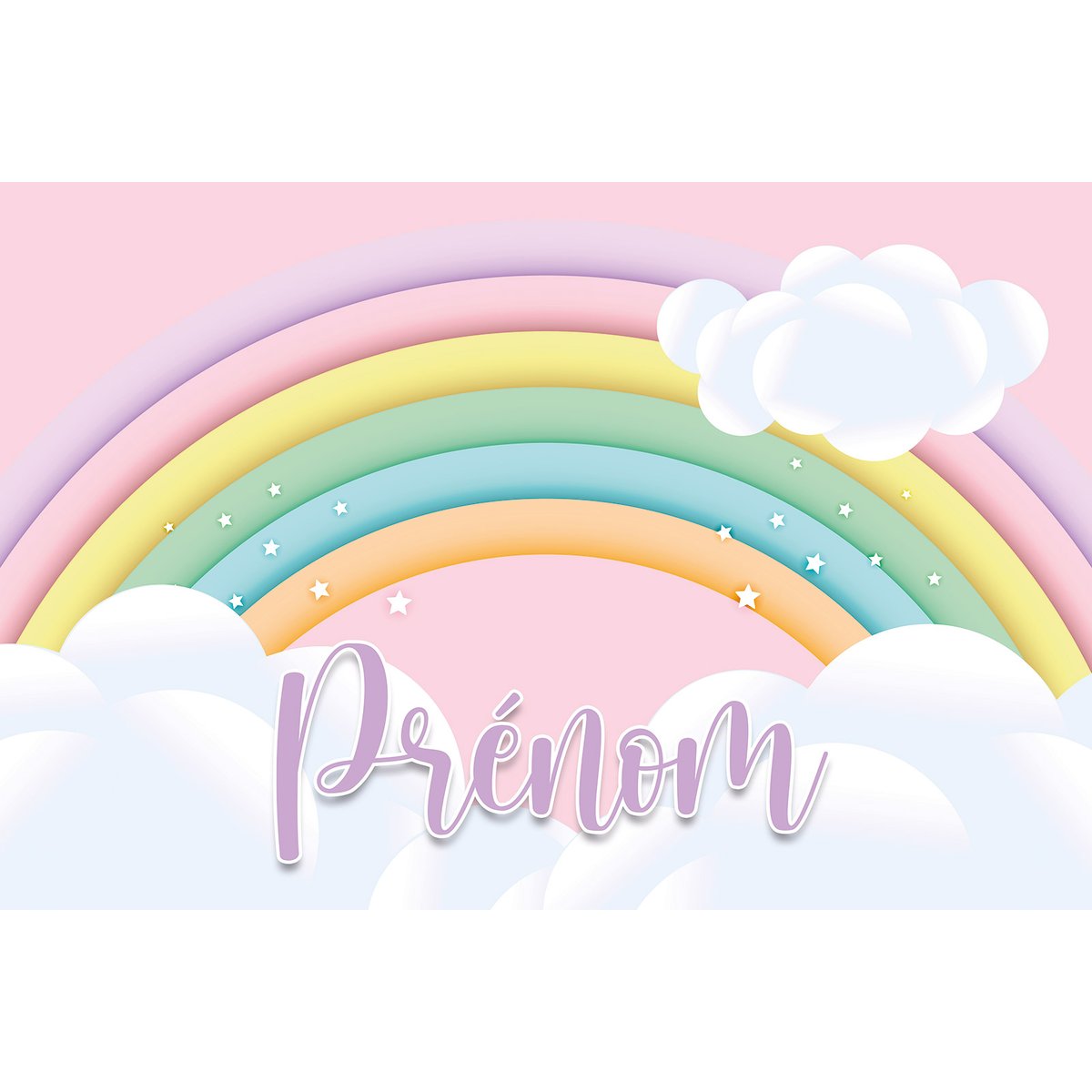 Papier peint panoramique enfant avec prénom personnalisable - Arc-en-ciel