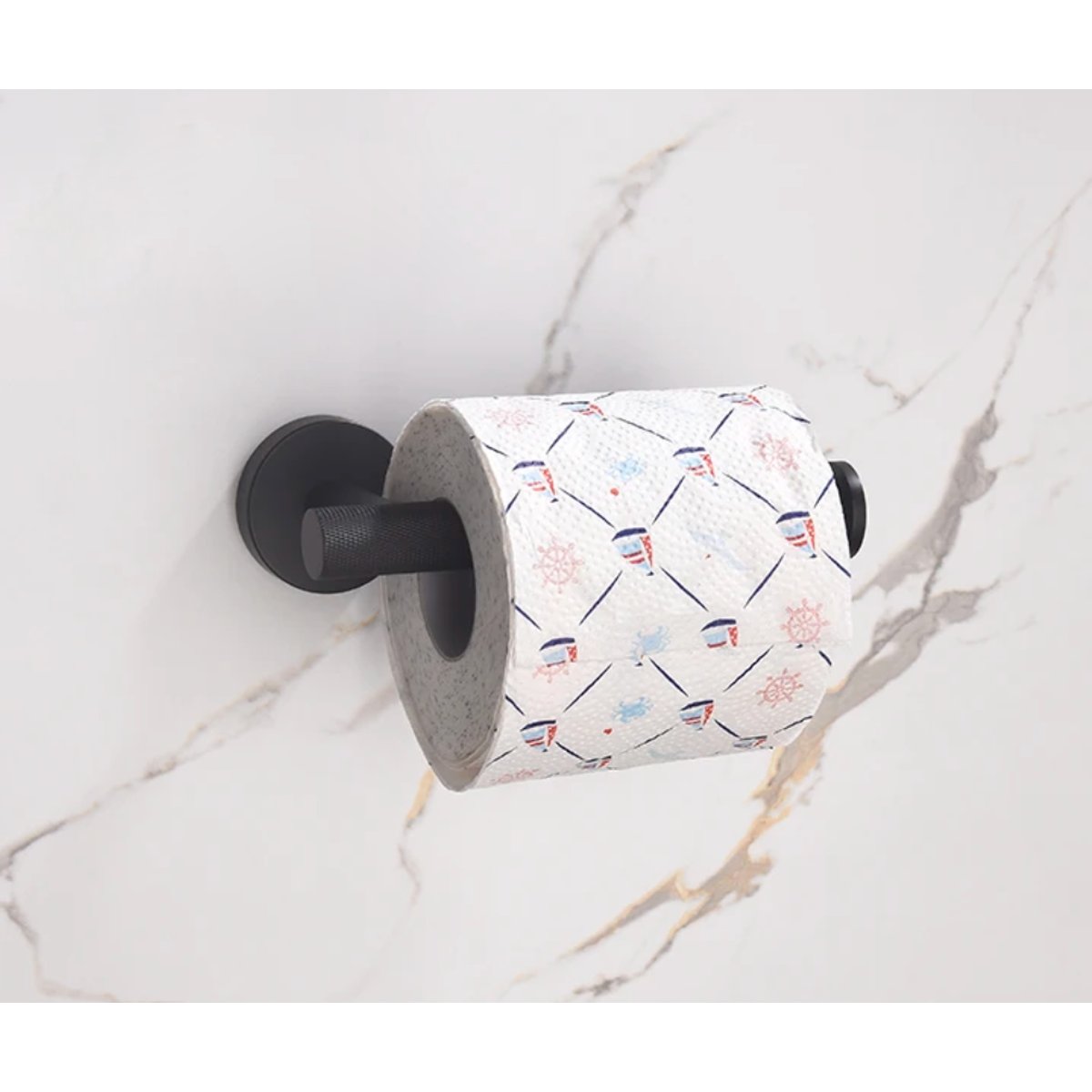 Support papier WC noir mate strié