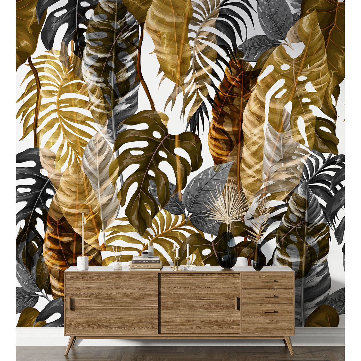Papier peint panoramique - Feuilles tropicales