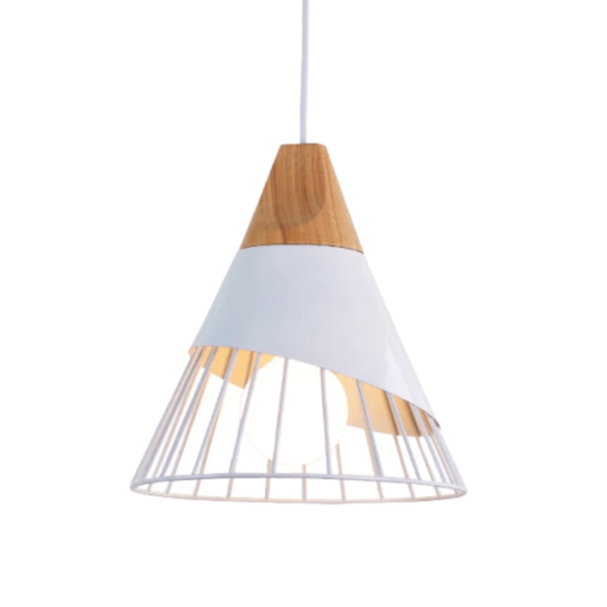 Suspension Métal Blanc et Bois