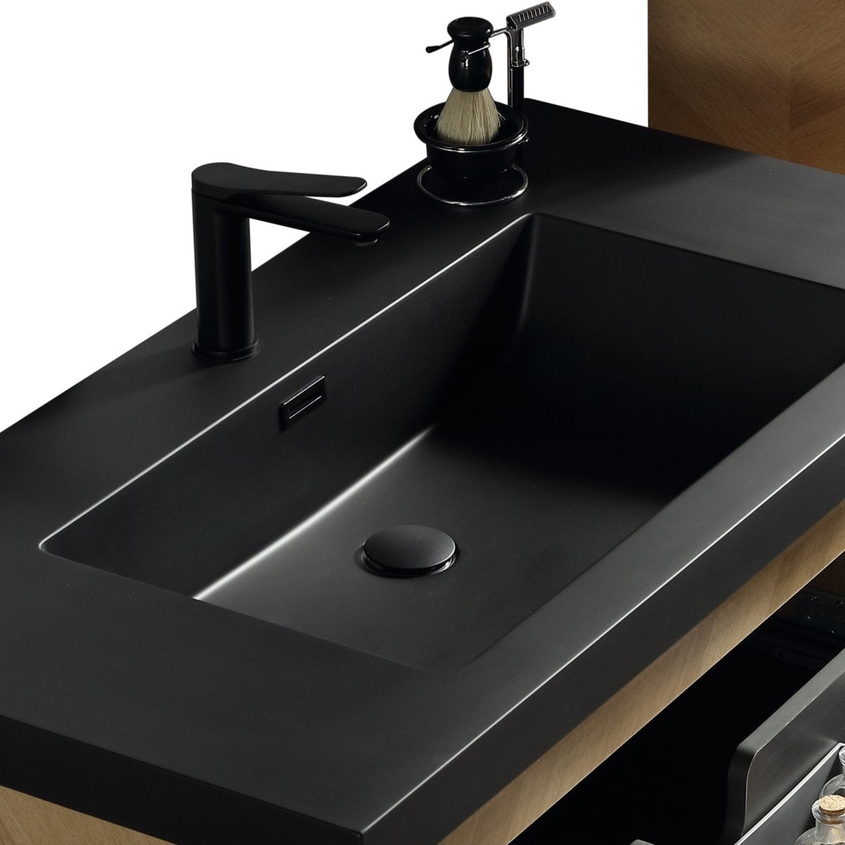 Meuble avec vasque 100 cm chevron aspect chêne Aquapunto