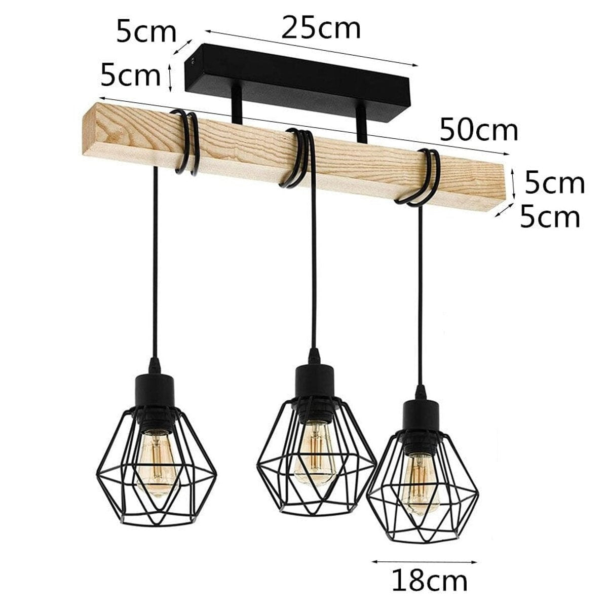 Suspension Industrielle Bois et Métal