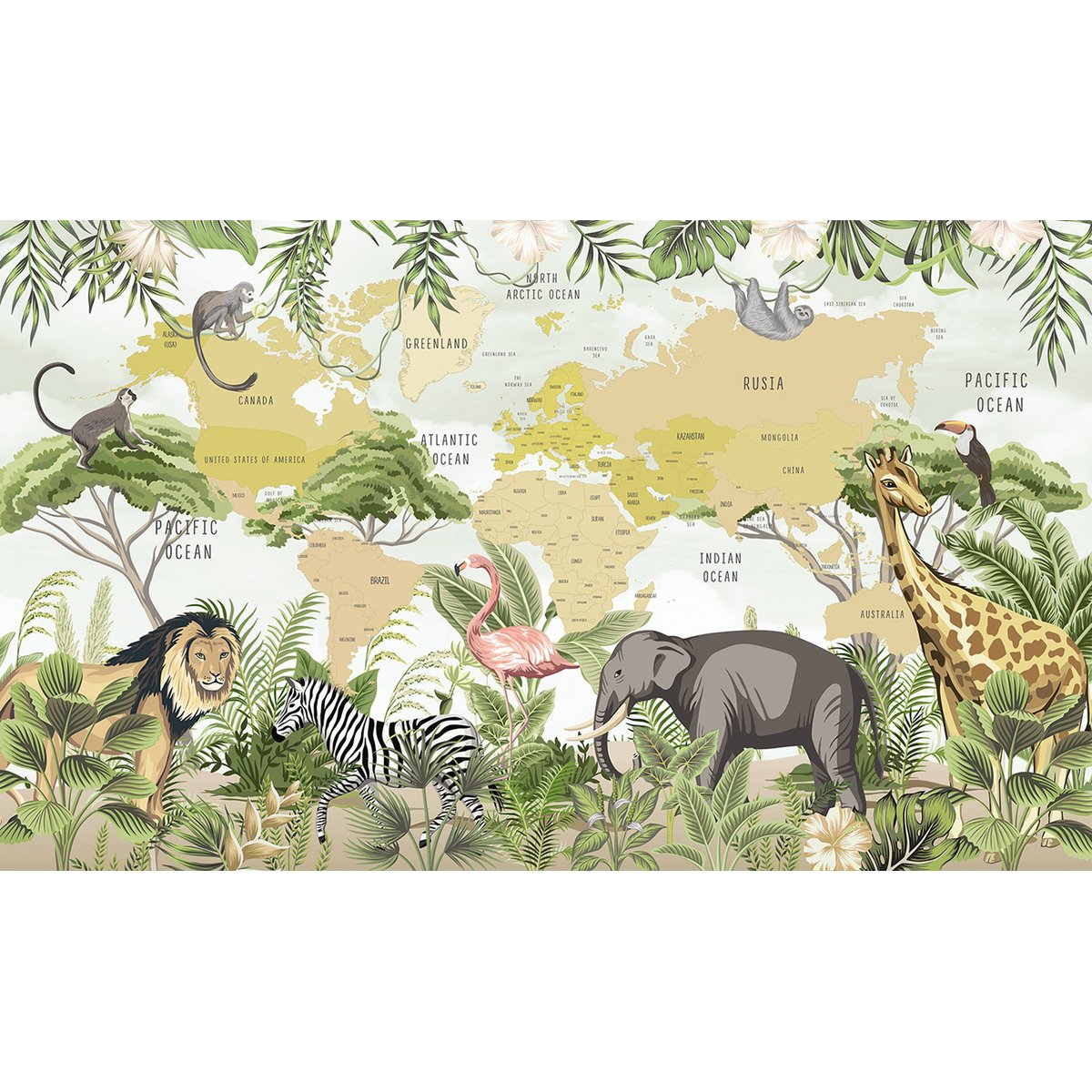 Papier peint panoramique Enfants - Carte du Monde