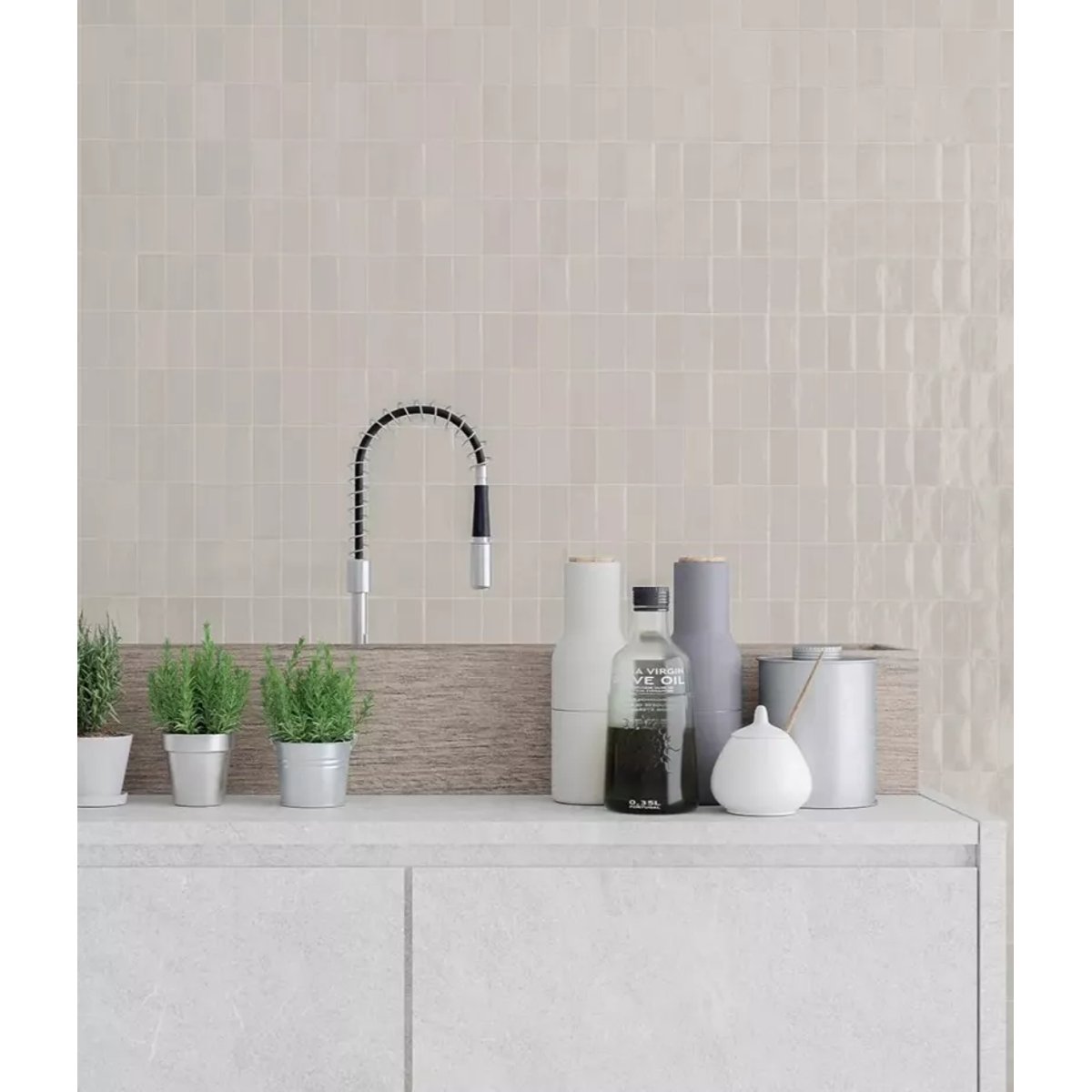 Carrelage Zellige Gris Clair FEZ Brillant Warm