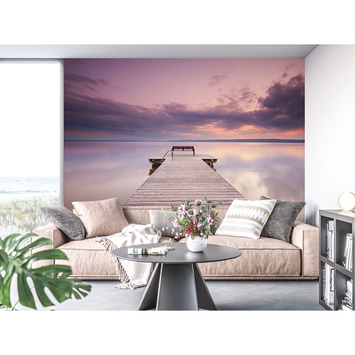 Papier peint panoramique - Ponton Couché de soleil