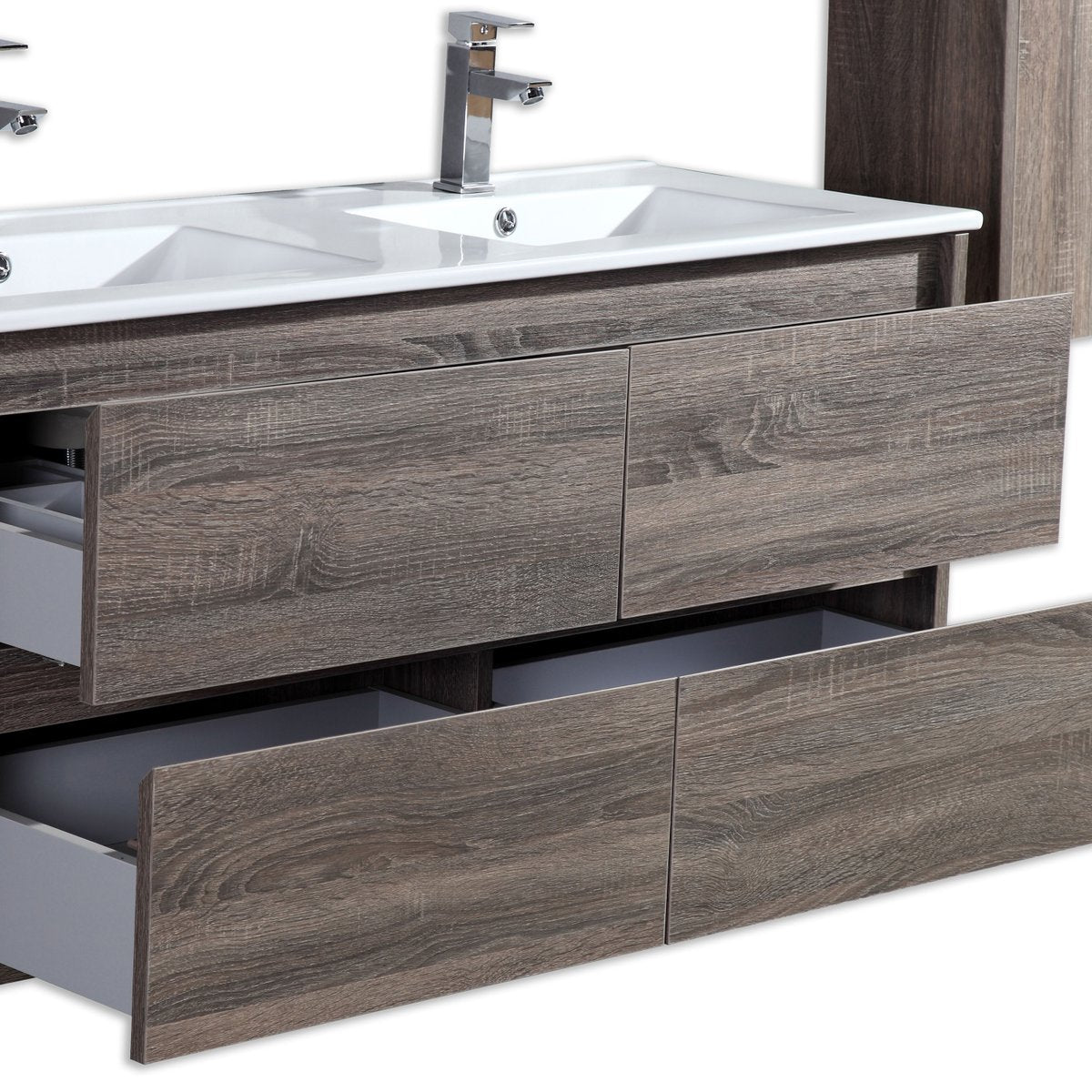 Ensemble salle de bain 120 cm chêne californien brun Aquadoli