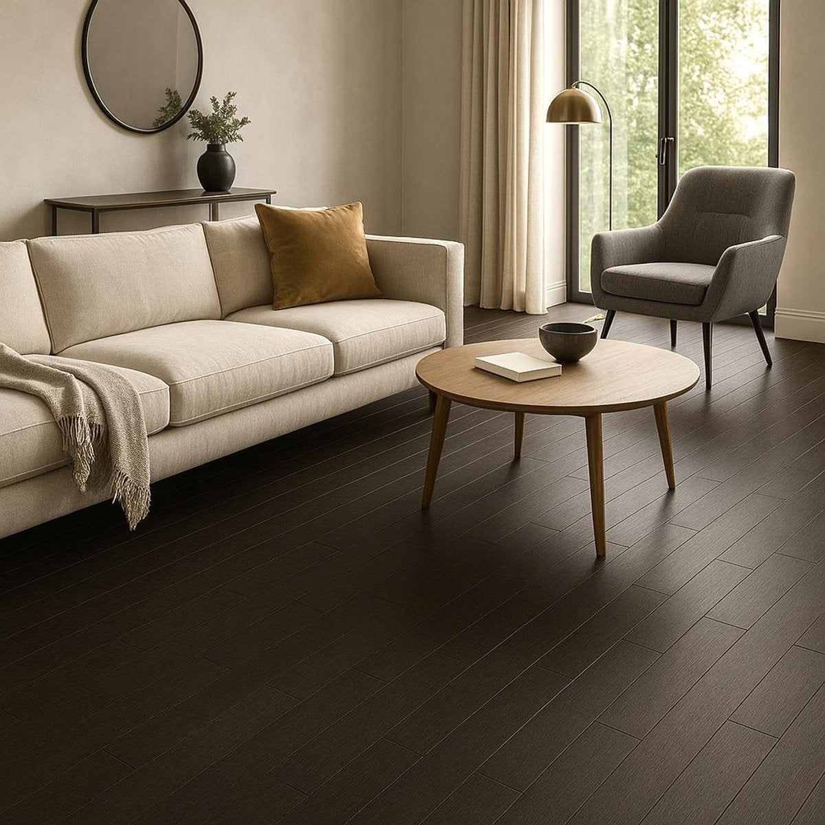 Parquet massif cocotier teinté noir - Larg. 9 cm