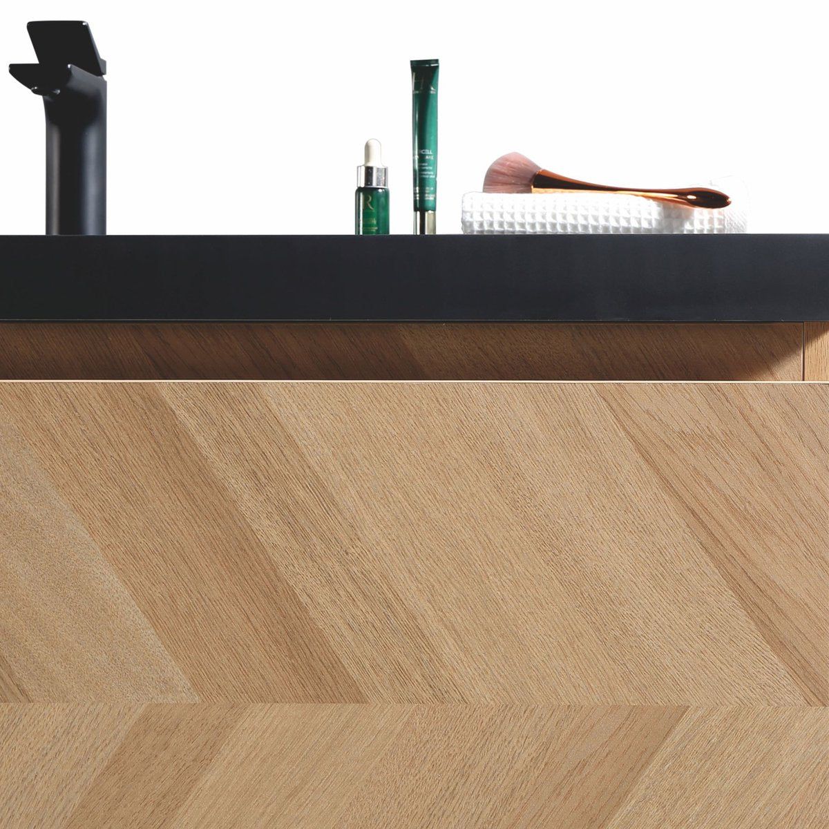 Ensemble salle de bain 120 cm chevron aspect chêne Aquapunto