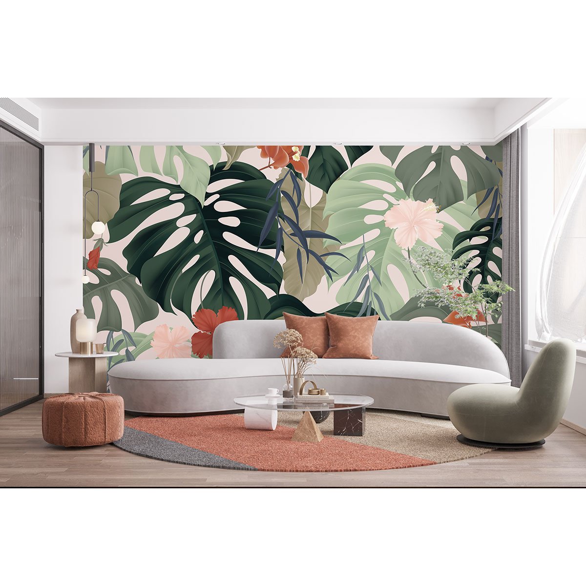Papier peint panoramique - Fleurs tropicales